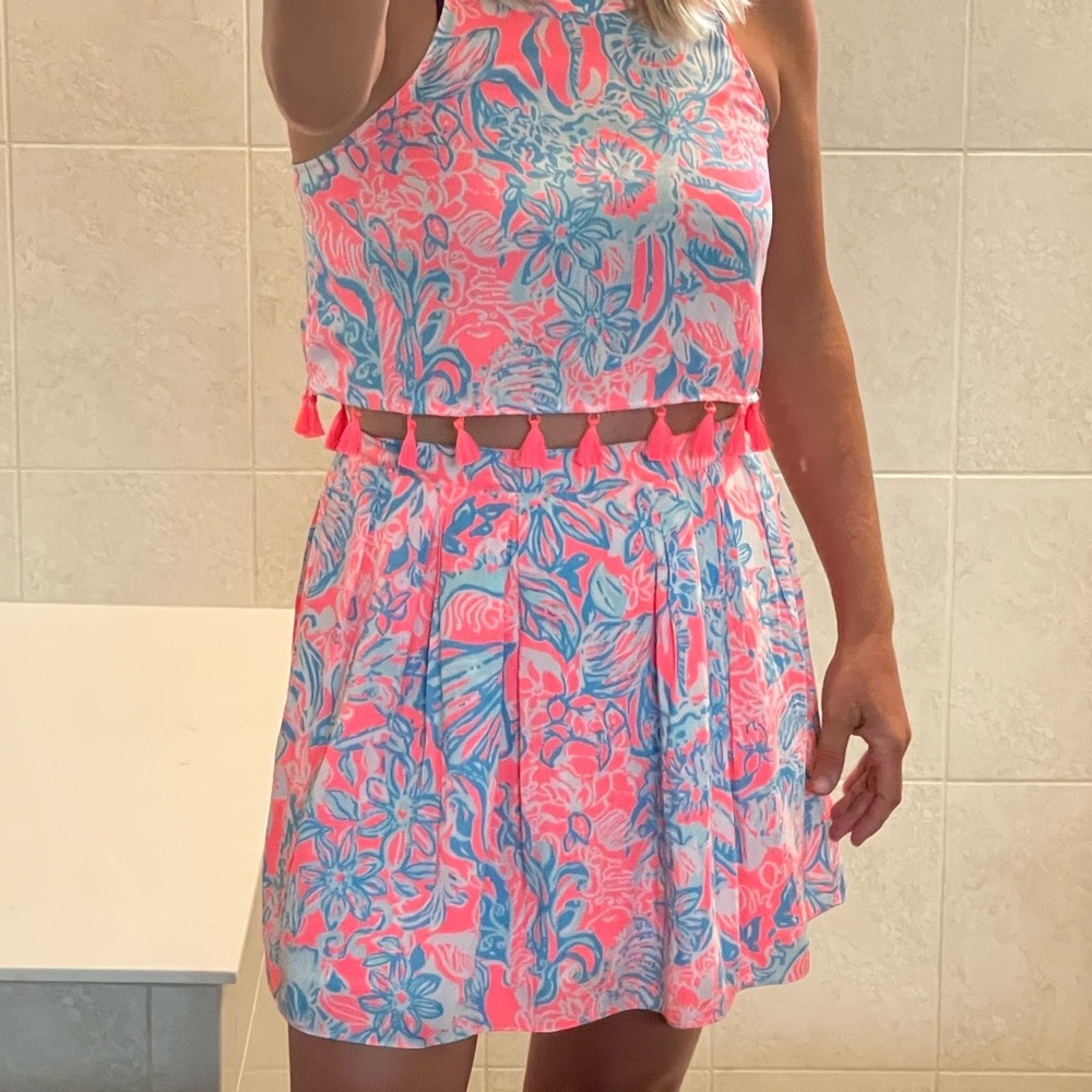 Lilly Pulitzer| Selina Two Piece Set in Pink Sun Ray Summer Siren size 4
